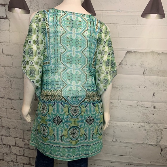 Chico’s Sheer Cold Shoulder L/XL Top - Picture 3 of 4